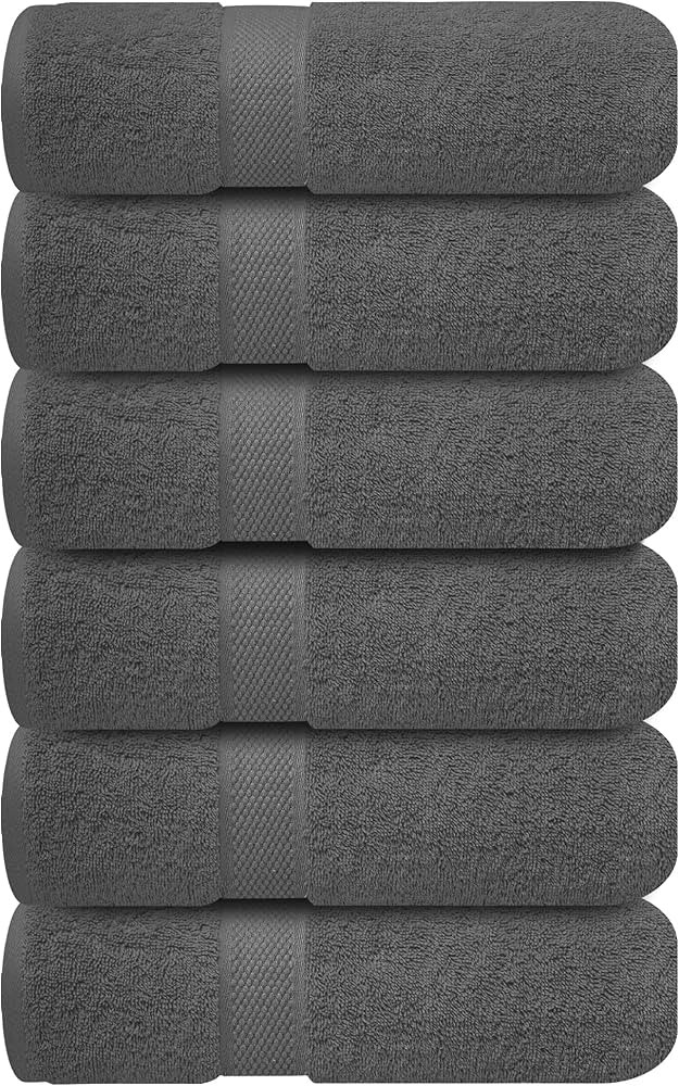 Infinitee Xclusives Dark Grey Hand Towels for Bathroom - Set of 6 (16x28 inches) 600 GSM, 100% Co... | Amazon (US)