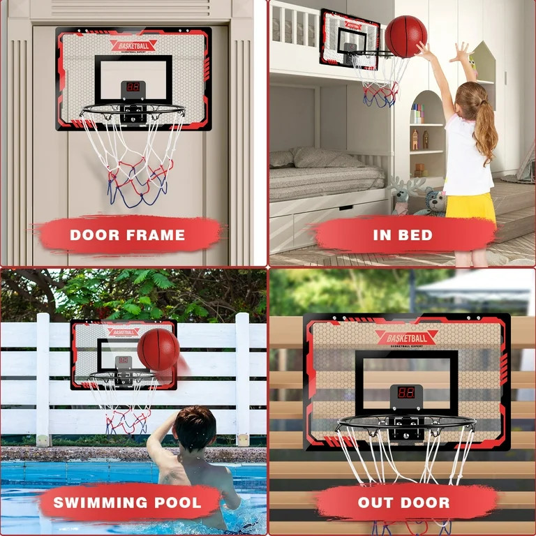 Indoor Basketball Hoop for Kids, Indoor over The Door Basketball Hoops, LED Light Mini Basketball... | Walmart (US)
