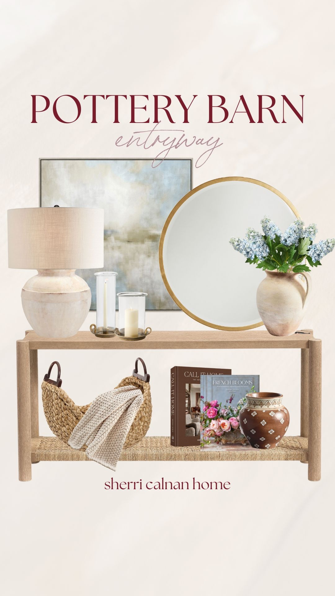Pottery Barn entryway inspiration using classic furniture, warm textures, and timeless decor pieces that create a welcoming and organized first impression. Pottery Barn entryway, entryway decor ideas, neutral home entryway, console table styling, sherri calnan home

#LTKHome