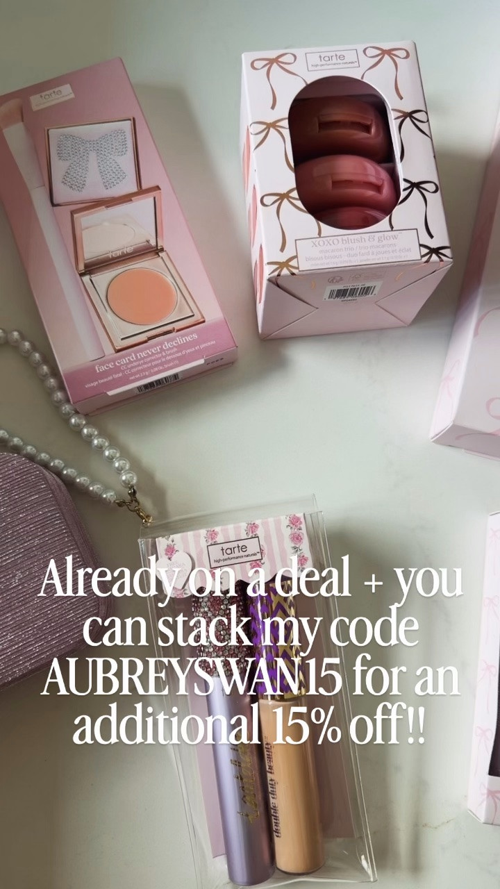 @Tarte outdid themselves on these holiday sets, they are GORGEOUS!!  Already great deals, but in you can also stack my code for an additional 15% off! Use AubreySwan15 ￼

#LTKSeasonal #LTKBeauty #LTKSaleAlert