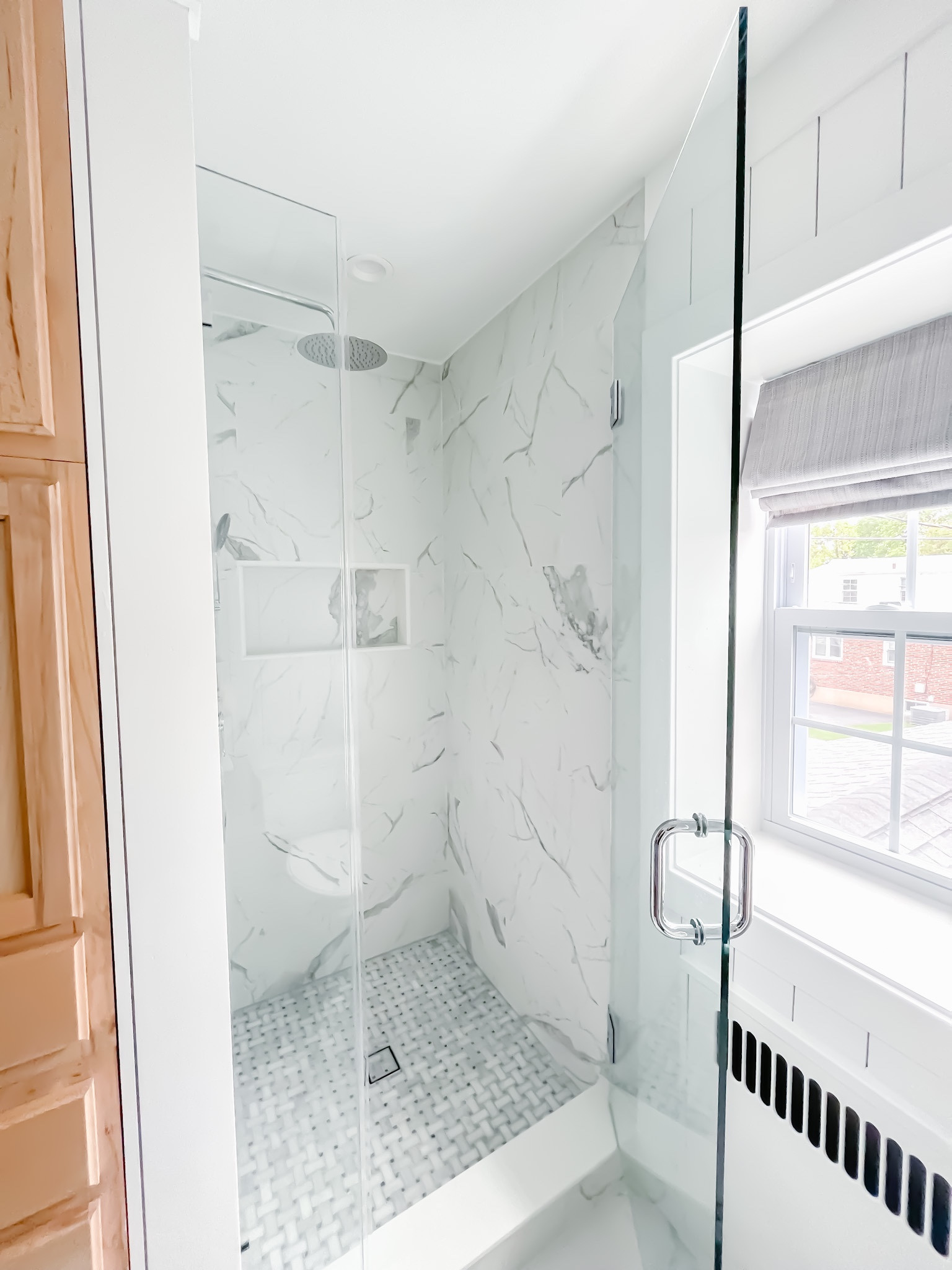 My favorite bathroom renovation design!

Primary bath, wood vanity, wood bathroom vanity, faux marble, chrome, polished chrome, pottery barn, pottery barn light, pottery barn bathroom light, pottery barn mirror, pottery barn medicine cabinet, shiplap, shower door, glass shower door, glass shower door  

#LTKhome