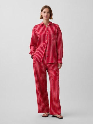 Linen-Blend Easy Wide-Leg Pants | Gap (US)
