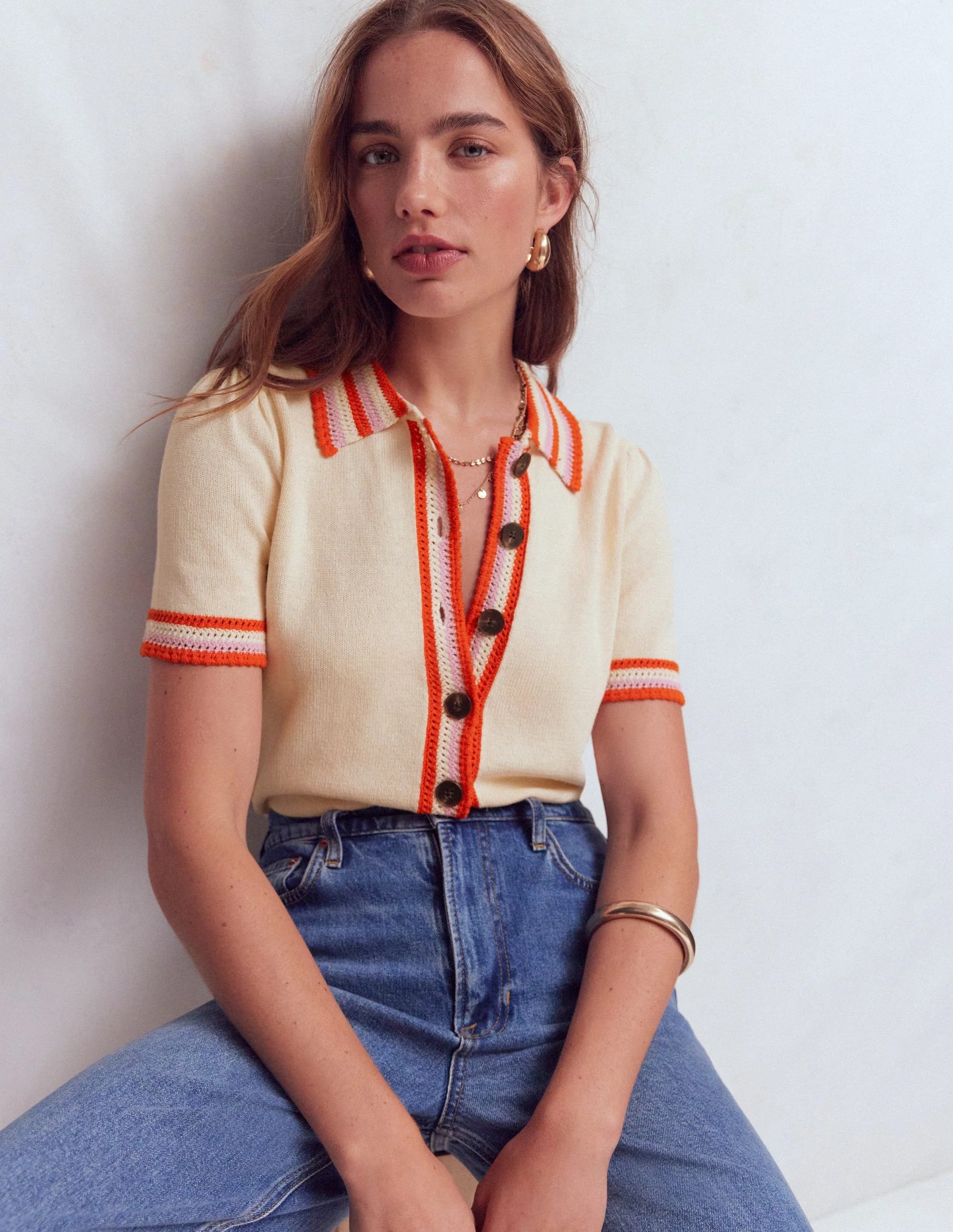 Saffron Crochet Trim Cardigan-Ivory | Boden (US)