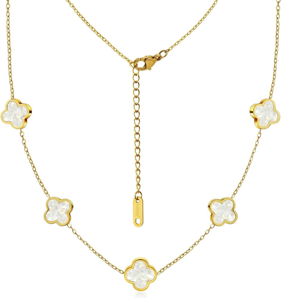 18K Gold/Silver Plated Four Leaf Clover Necklace Dainty Non Tarnish Gold Necklace for Women Trend... | Amazon (US)