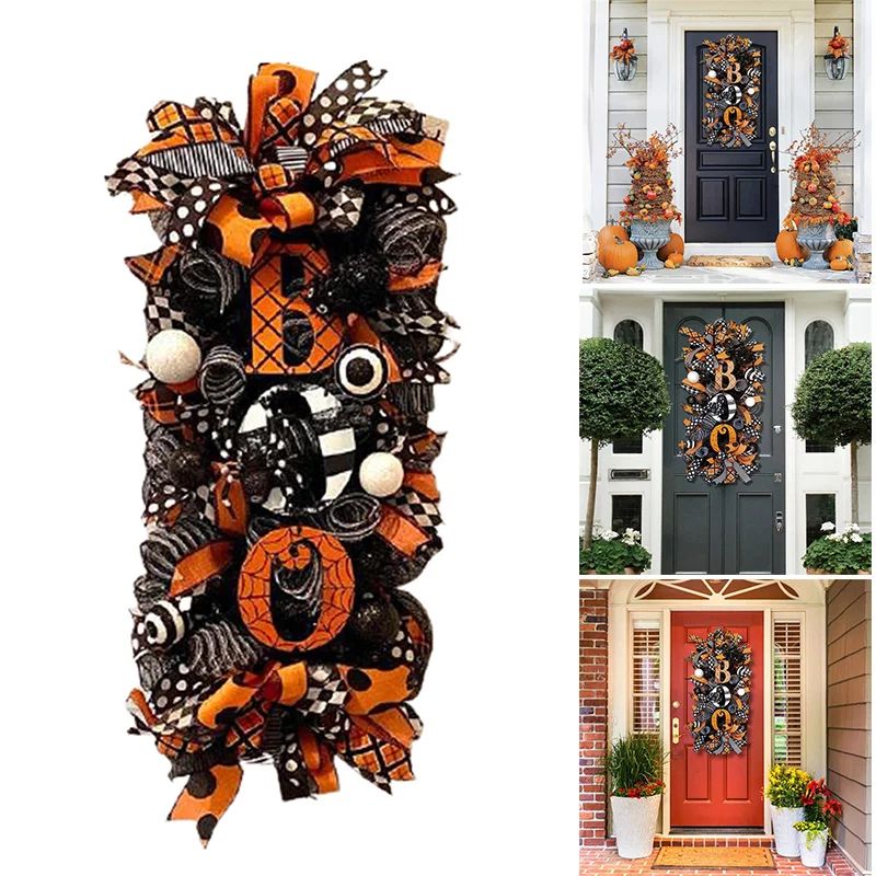 New Halloween Swag Wreath Fall Wreath Front Door Hanging Ornament for Halloween Holiday Home Yard | Walmart (US)
