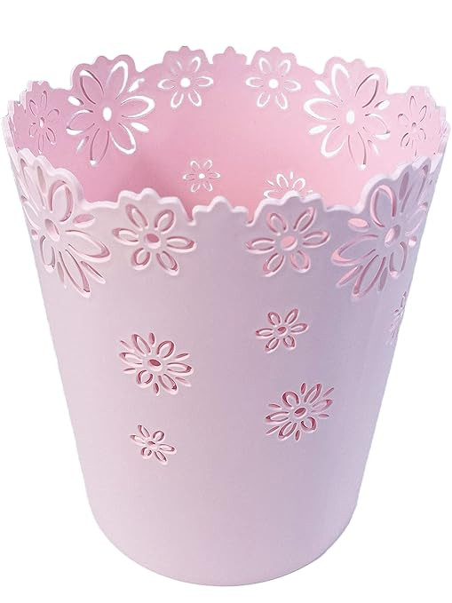 Nazr Wastebasket, Hollow Flower Shape Plastic Lidless Wastepaper Baskets Trash Can (S-Pink) | Amazon (US)