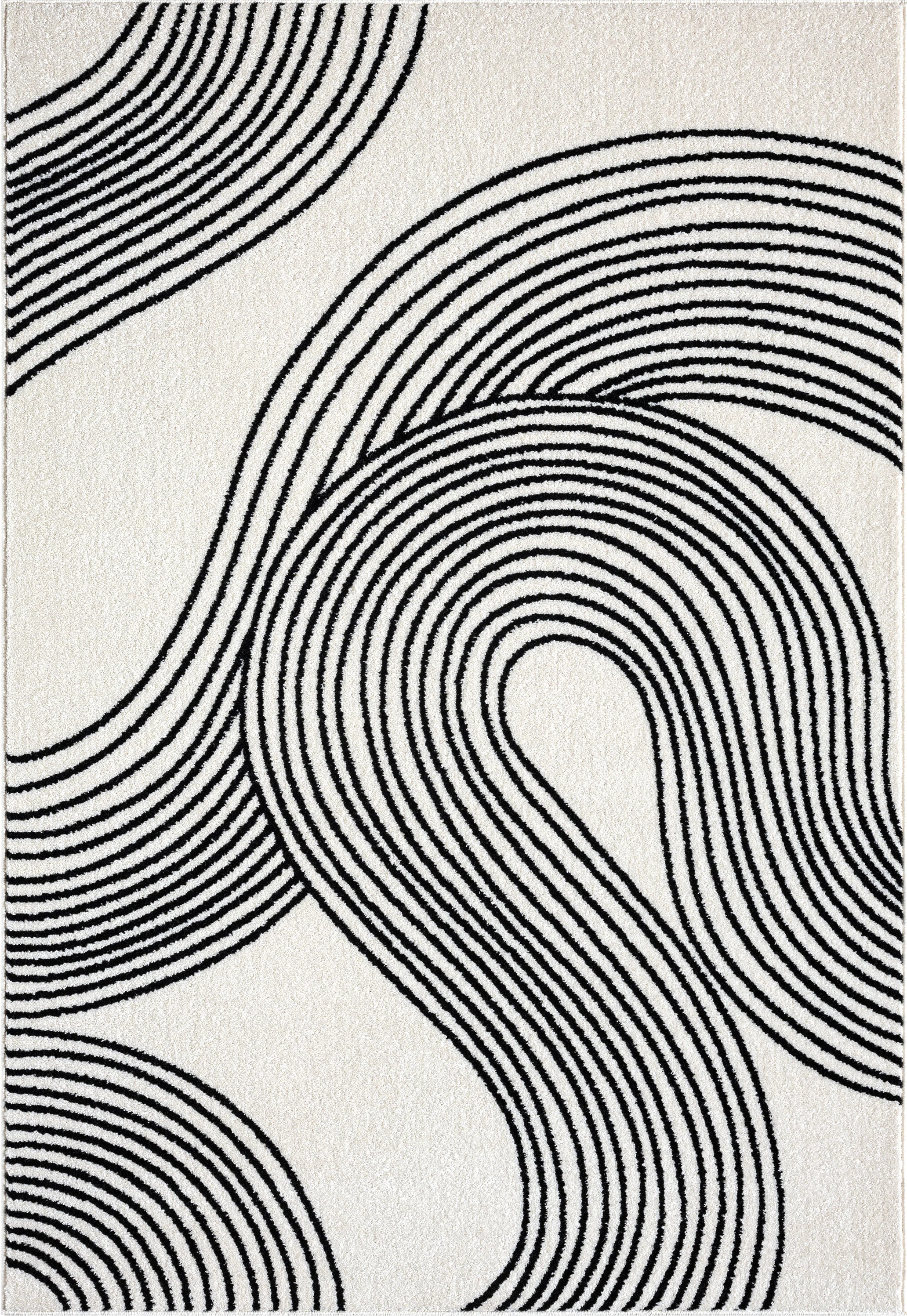 Abani Rugs Knaresborough NUE190B Cream Black Swirl Modern Area Rug | Wayfair North America