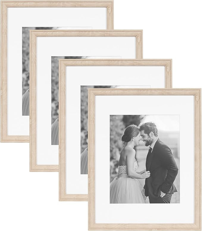 Kate and Laurel Adlynn Rectangle Picture Frame Set of 4, 11 x 14 matted to 8 x 10, Natural, Trans... | Amazon (US)