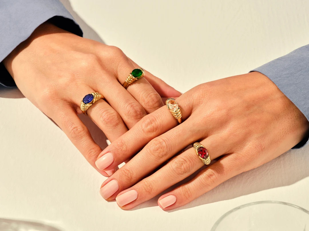 14k Gold Birthstone Signet Ring / Statement Ring for Women / - Etsy | Etsy (US)