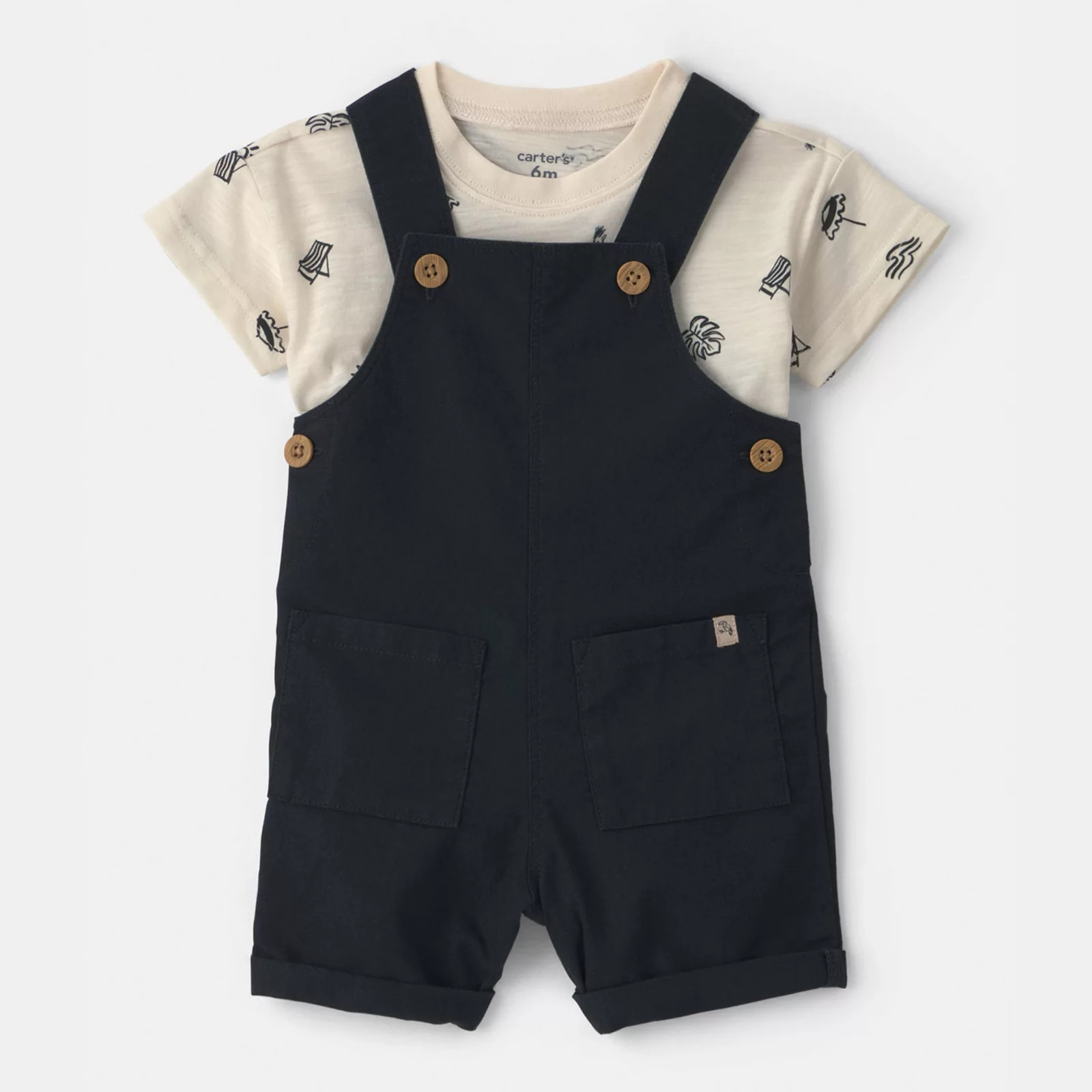 Baby Carter's 2-Piece Beach Overall & T-Shirt Set, Boy's, Size: 18 Months, Vacay Print | Kohl's