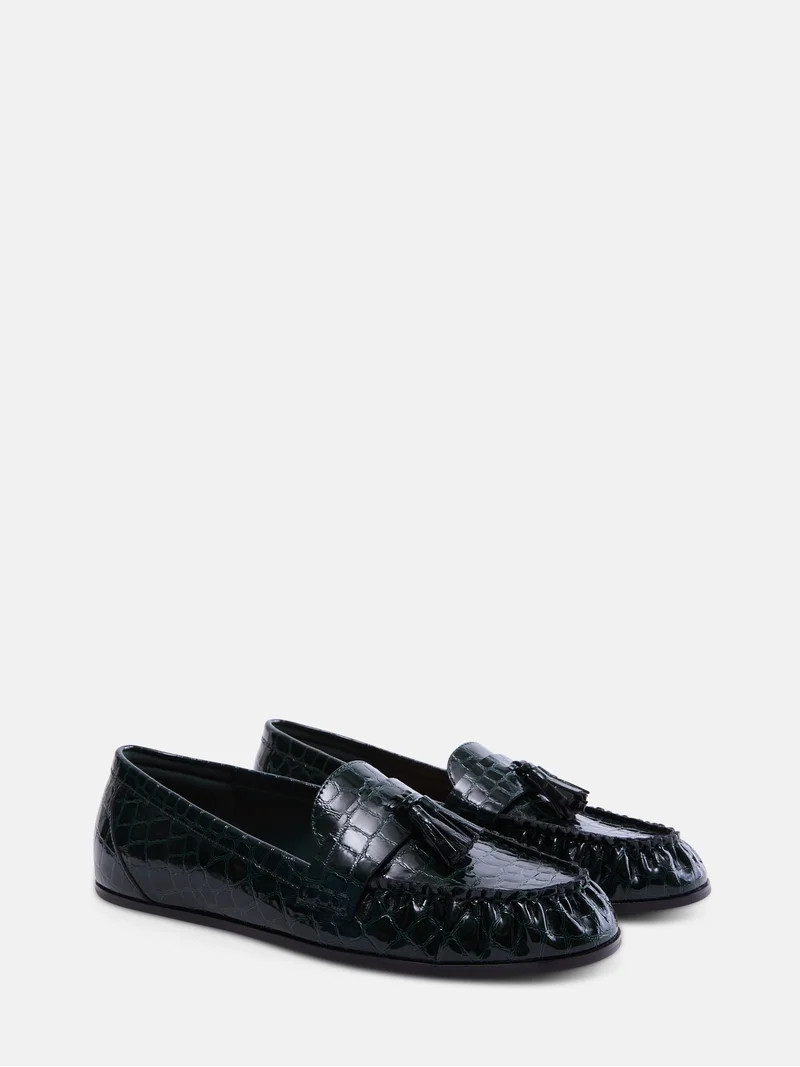 Free Assembly Women's Faux Leather Croco Tassel Loafers | Walmart (US)