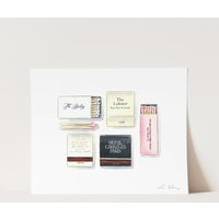 Personalized Wedding Matches Art Print, Custom Matchbook Art, Paper Anniversary Watercolor Painting, Bridal Shower Gift, Couples Gift | Etsy (US)