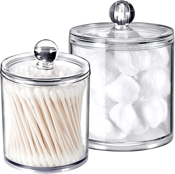 Qtip Dispenser Holder Bathroom Vanity Organizer Apothecary Jars Canister Set for Cotton Ball,Cott... | Amazon (US)