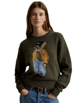 Polo Ralph Lauren Women's Cotton Crewneck Sweater - Marled Olive | Macy's