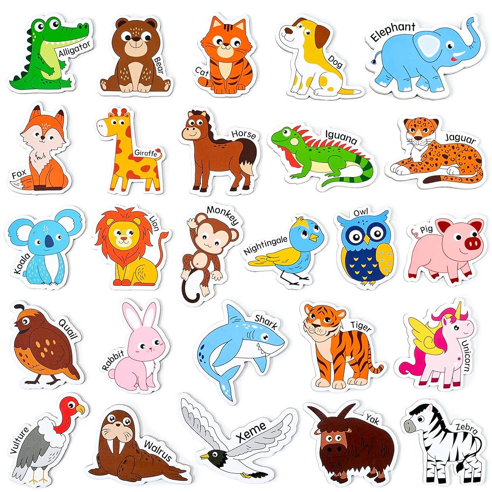 JoyCat Wooden Magnets for Kids – 26 Cute A-Z Animals Fridge Magnets for Toddlers, Large Magneti... | Amazon (US)