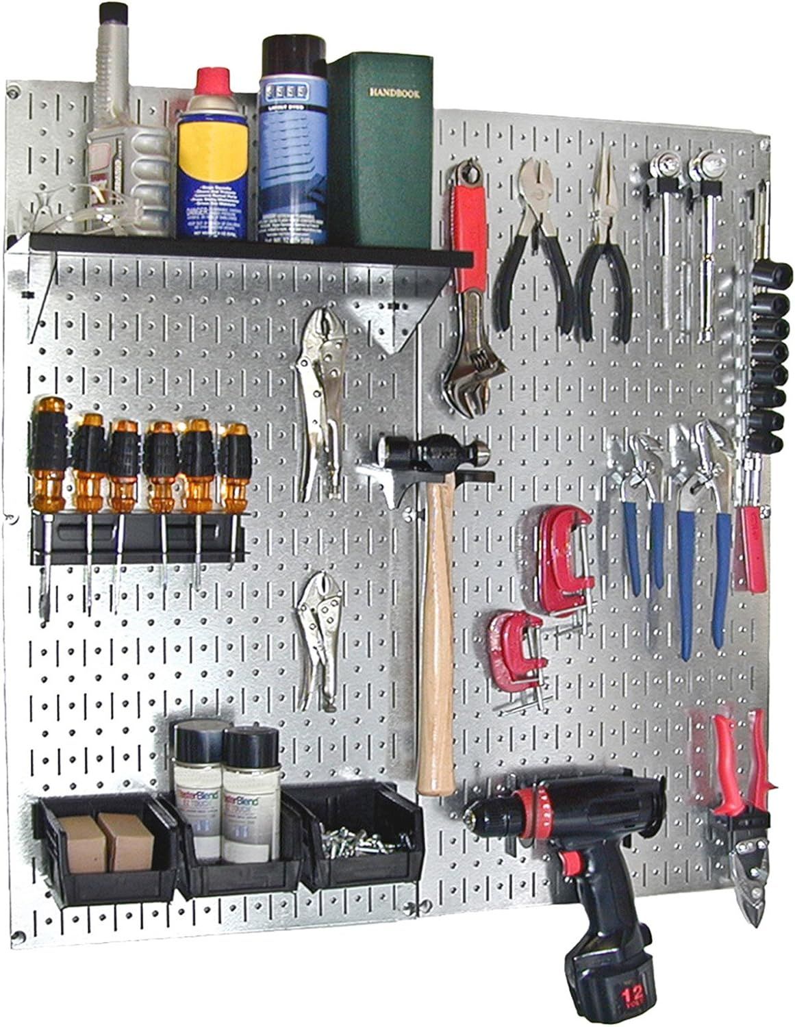 Wall Control 30-WGL-200GVB Galvanized Steel Pegboard Tool Organizer, Galv/Black | Amazon (US)