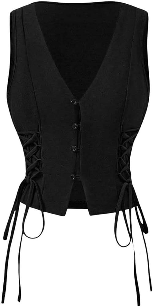 GORGLITTER Women's Sleeveless Western Cowgirl Rodeo Outfit Lace Up Vests Tops Business Casual Cou... | Amazon (US)