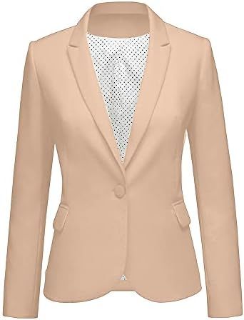 LookbookStore Womens Notched Lapel Pockets Button Work Office Blazer Jacket Suit | Amazon (US)