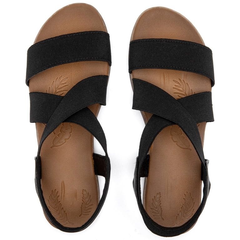 Ataiwee Women's Comfortable Flat Slide Sandals - Summer Fashionable with Elastic Ankle Strap. | Walmart (US)