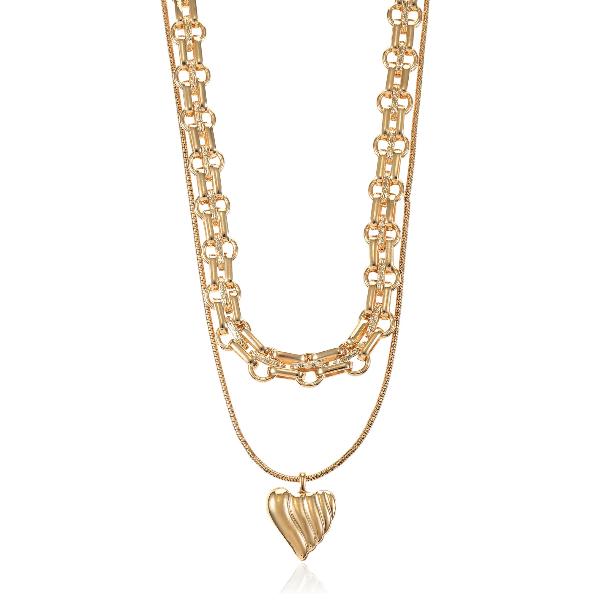 Time and Tru Goldtone 2 Row Heart Necklace, 1 Piece | Walmart (US)