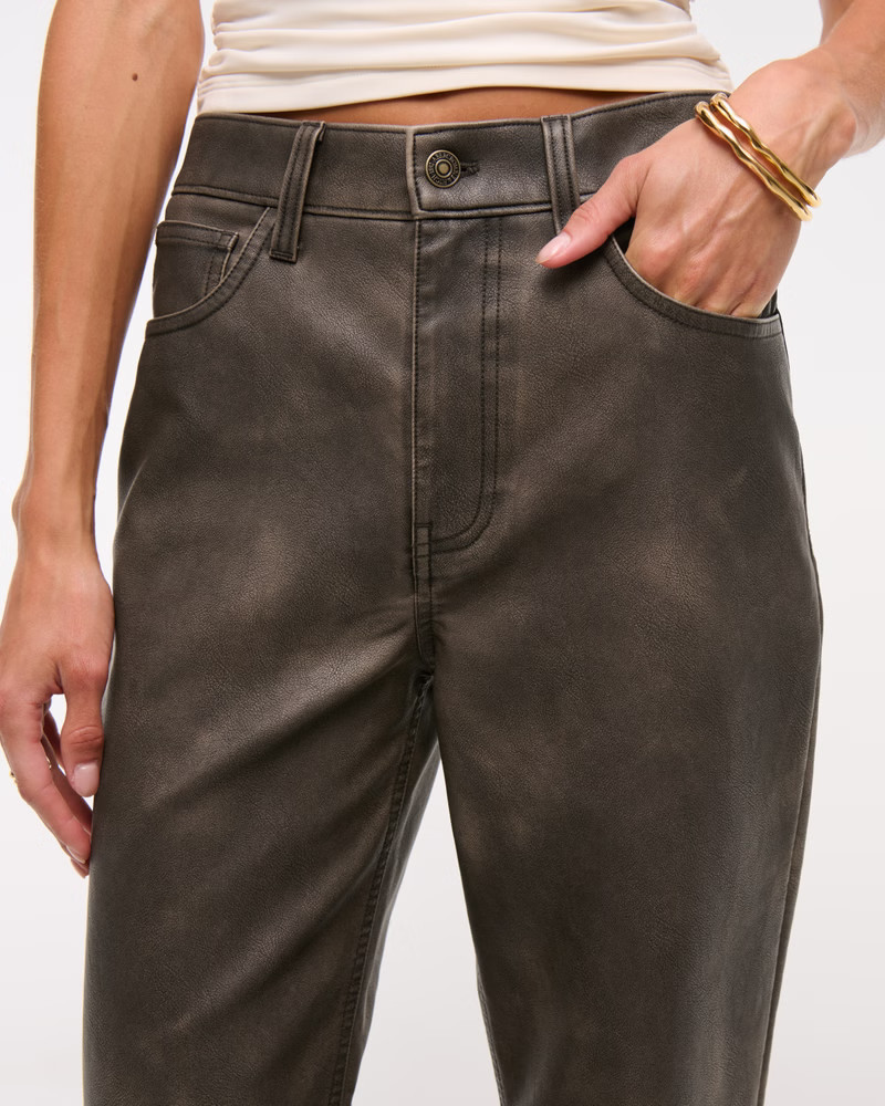 High Rise 90s Relaxed Vegan Leather Pant | Abercrombie & Fitch (US)