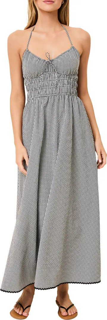 Lolita Gingham Shirred Halter Seersucker Maxi Sundress | Nordstrom