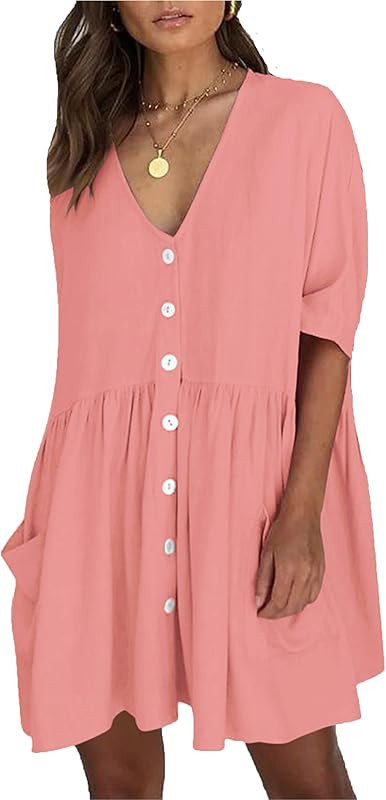 Wander Agio Beach Swimsuit for Women Sleeve Coverups Bikini Cover Up Shirt Button Pocket Down Ski... | Amazon (US)