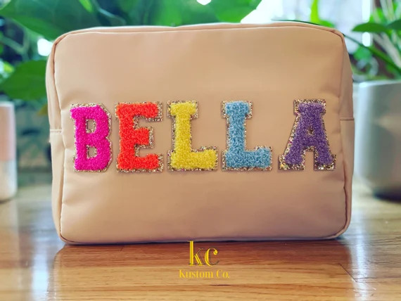 Large Multipurpose Bag with Glitter Varsity Letters | Etsy (US)