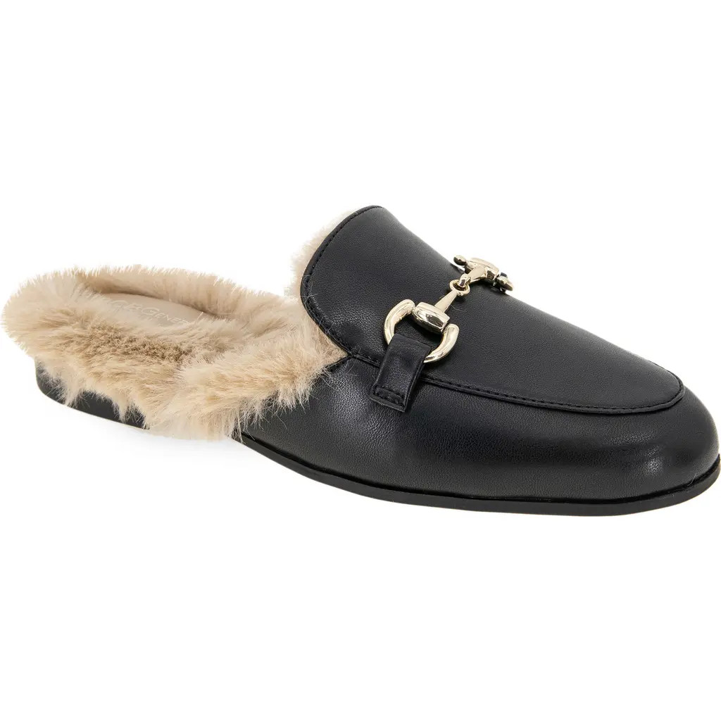 bcbg Zorie Faux Fur Bit Mule in Black at Nordstrom, Size 9.5 | Nordstrom