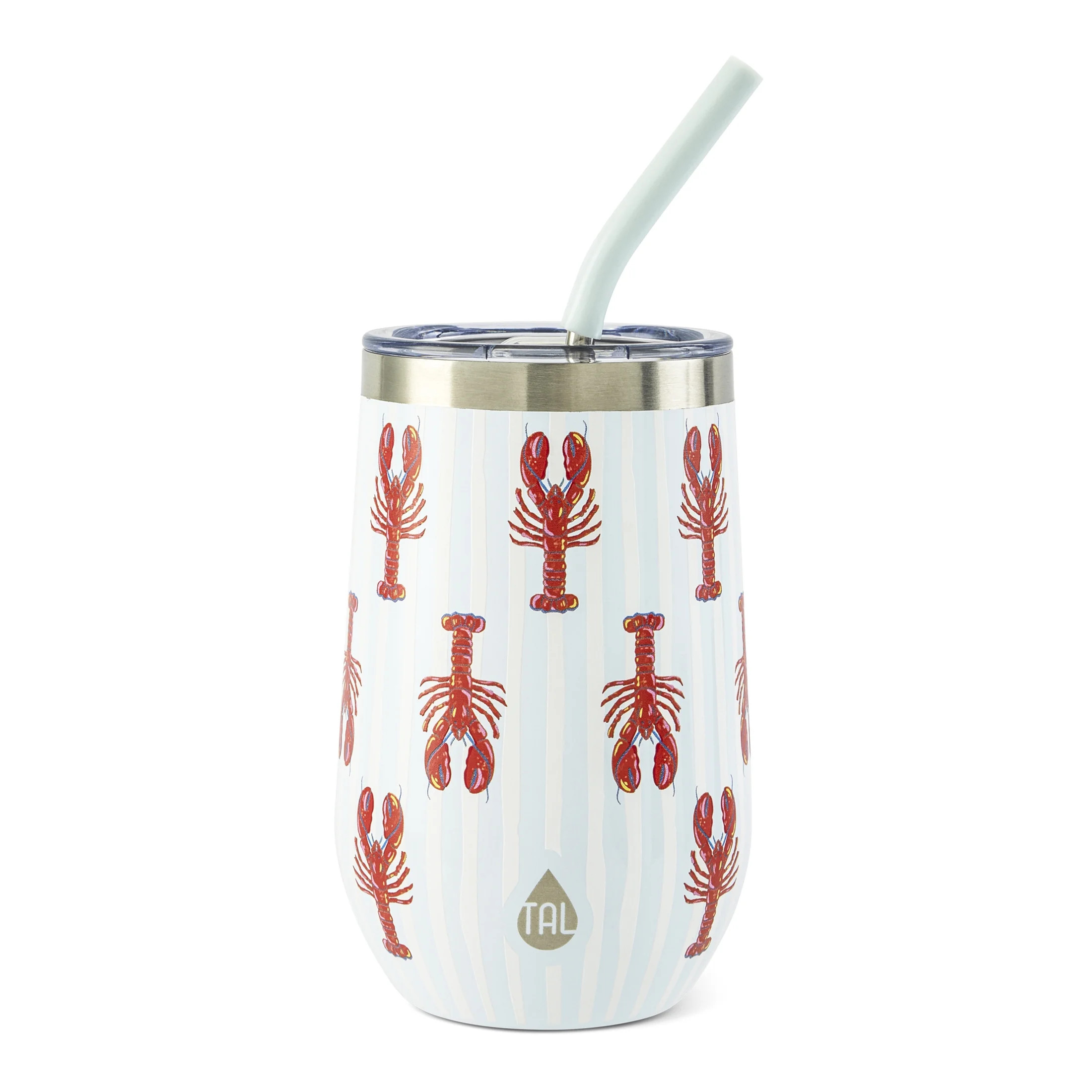 TAL 16oz Stainless Steel Wine Tumbler with Straw, Lobsters - Walmart.com | Walmart (US)