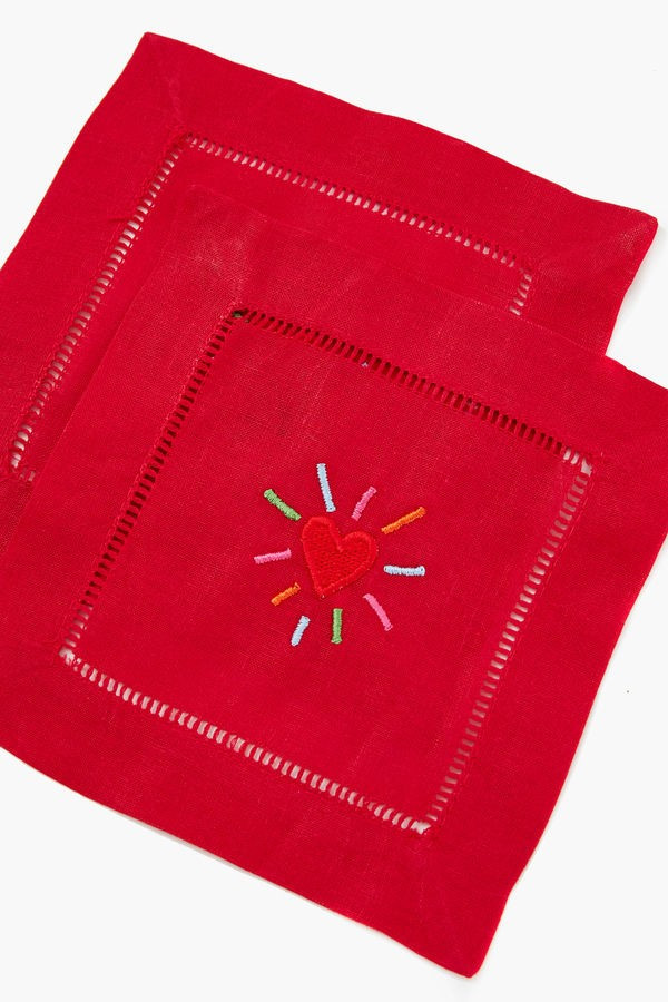Red Hearts Cocktail Napkins (Set of 4) | Tuckernuck (US)