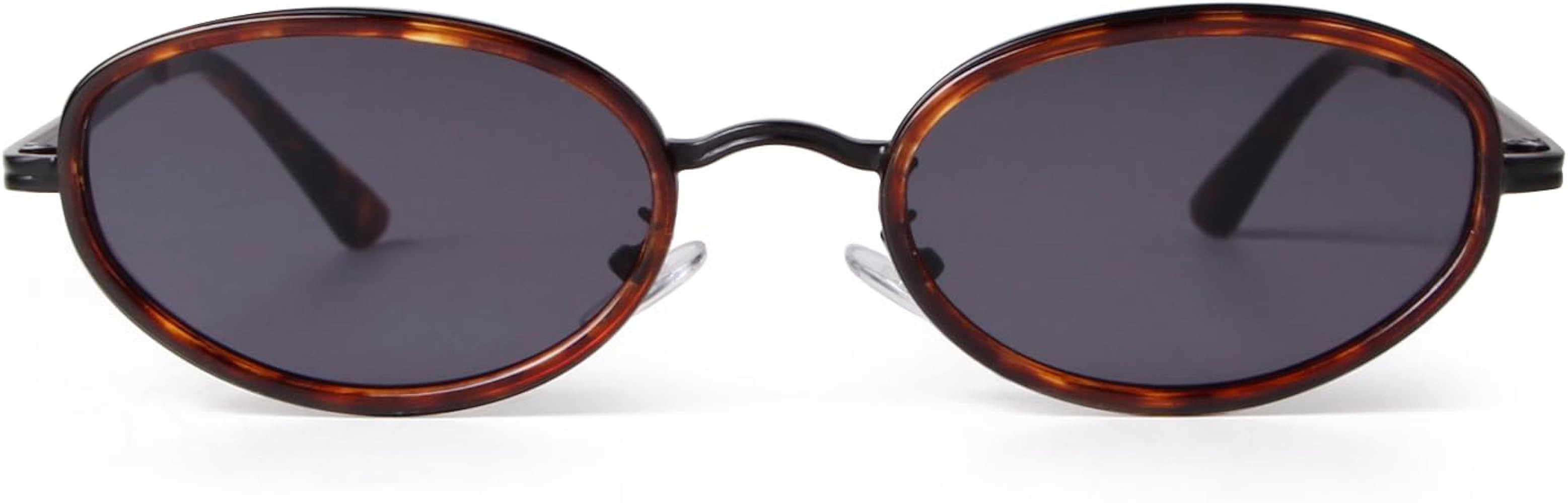 ADE WU Trendy Oval Sunglasses 90s Retro Chic Oval Shape Sunnies | Amazon (US)