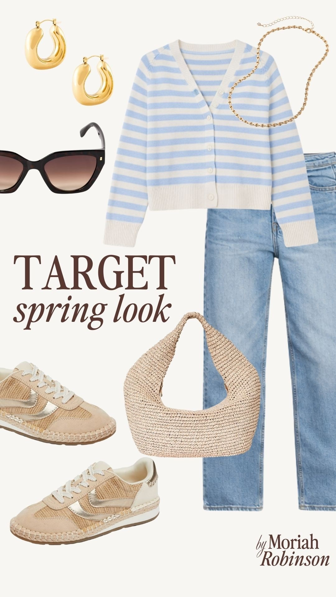 Target spring outfit idea. I love this striped cardigan and neutral sneakers. Add a neutral bag and gold accessories to complete the look. 

#LTKSeasonal #LTKootd #LTKmomlife