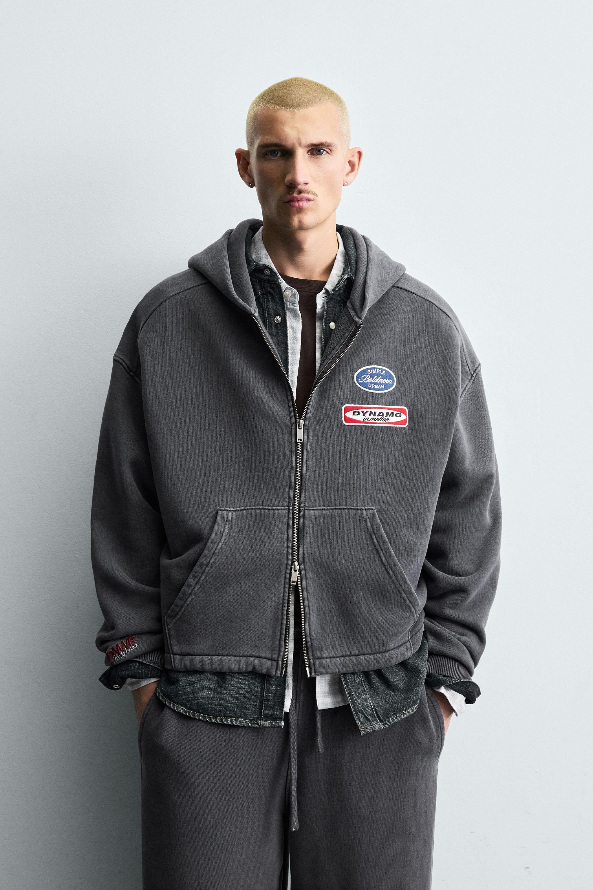 WASHED HOODIE WITH PATCHES | Zara US