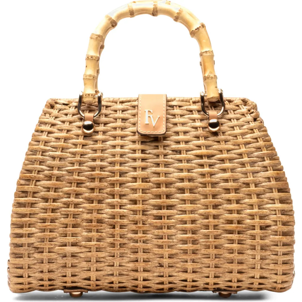 Frances Valentine Rooster Woven Wicker Top Handle Bag in Toast at Nordstrom | Nordstrom