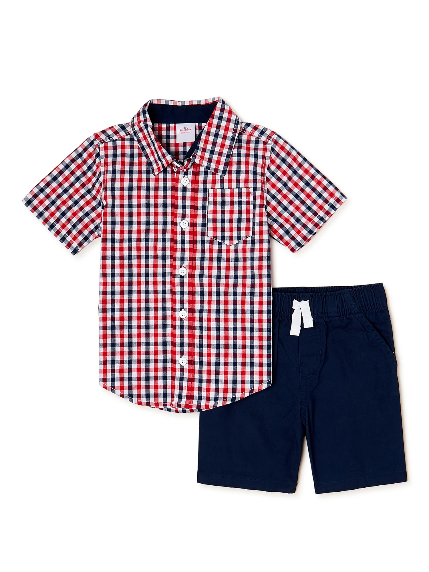 Americana Baby & Toddler Boys Woven Top & Shorts, 2-Piece Outfit Set, Sizes 12M-5T | Walmart (US)