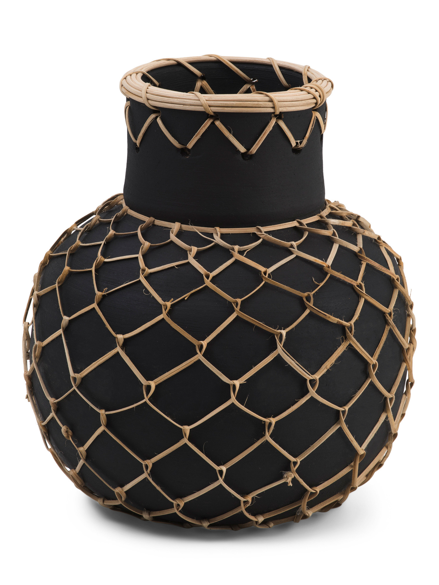 Tanye Terracotta Vase With Rattan Details | TJ Maxx