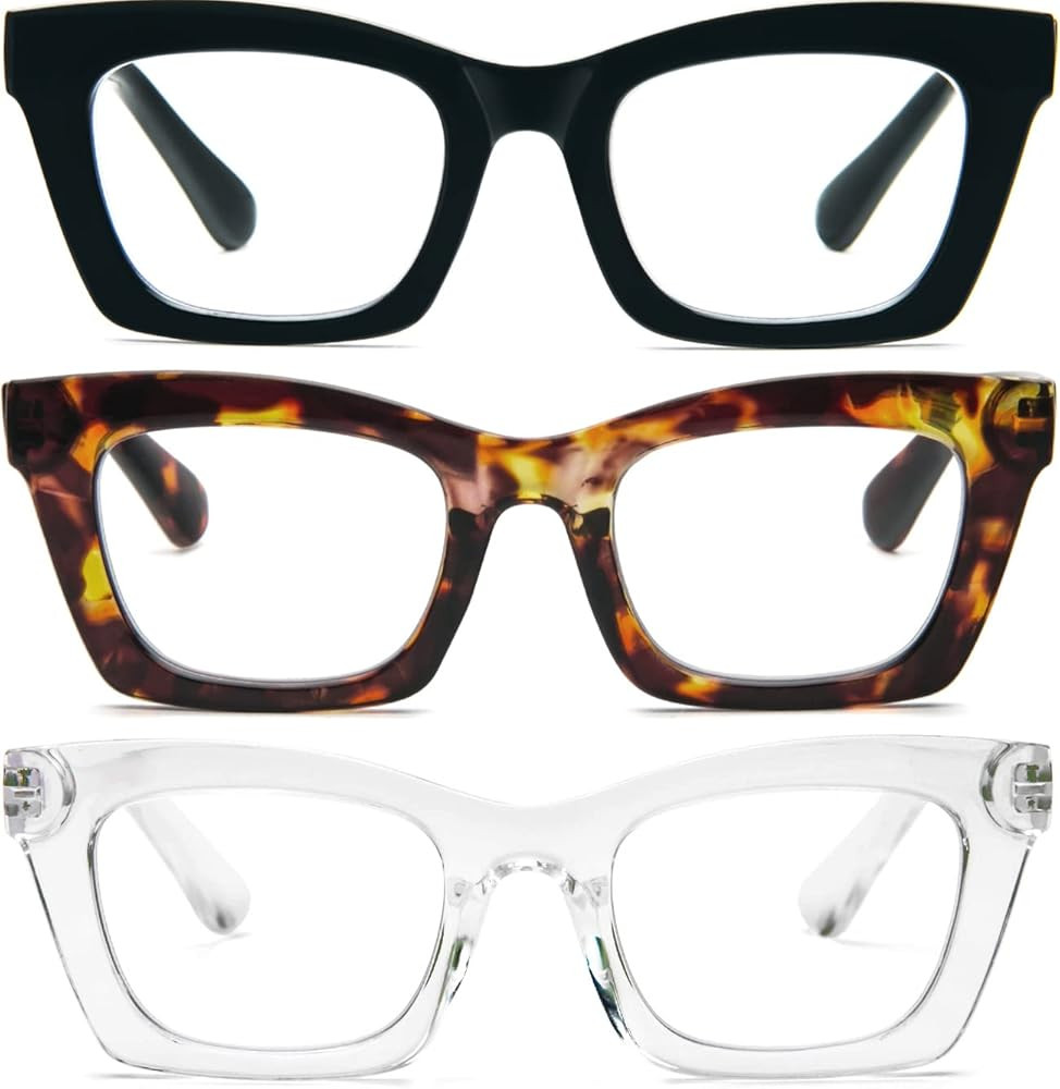 REAVEE Oprah Style Reading Glasses for Women, Blue Light Blocking Cute Oversized Square Computer ... | Amazon (US)