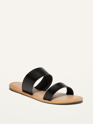 Faux-Leather Double-Strap Slide Sandals for Women | Old Navy (US)