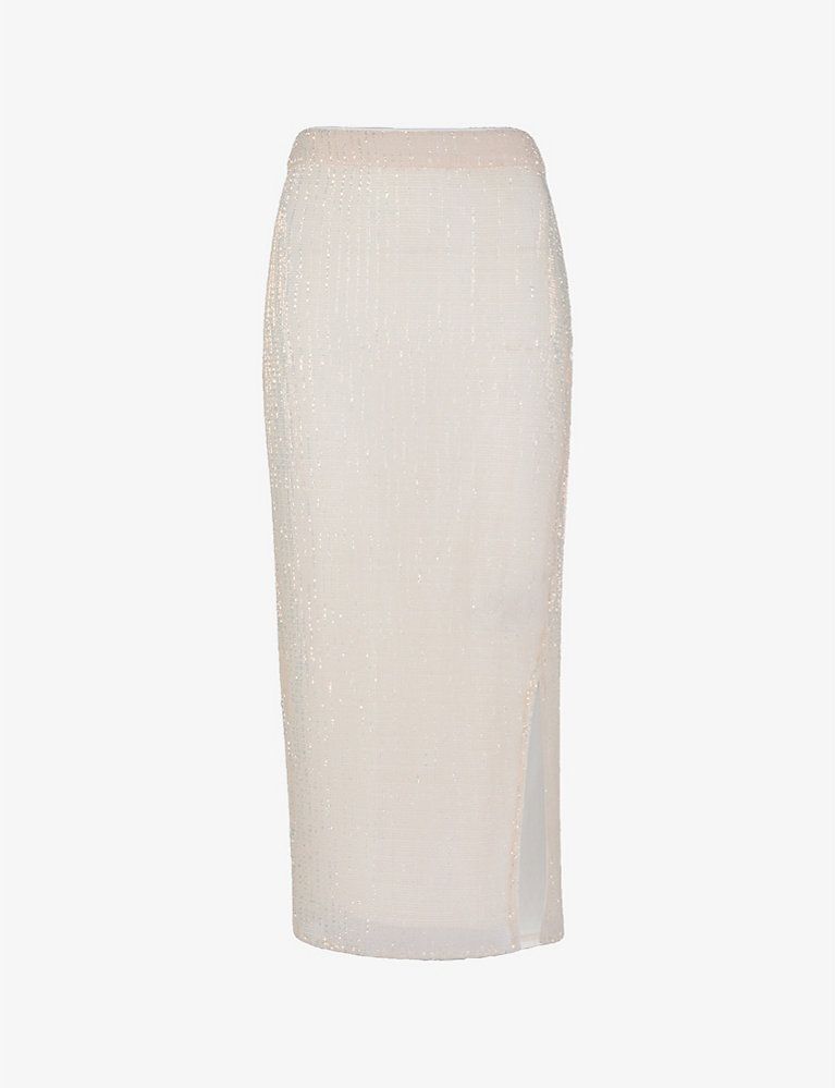 WHISTLES Sadie sequined recycled-polyester midi skirt | Selfridges