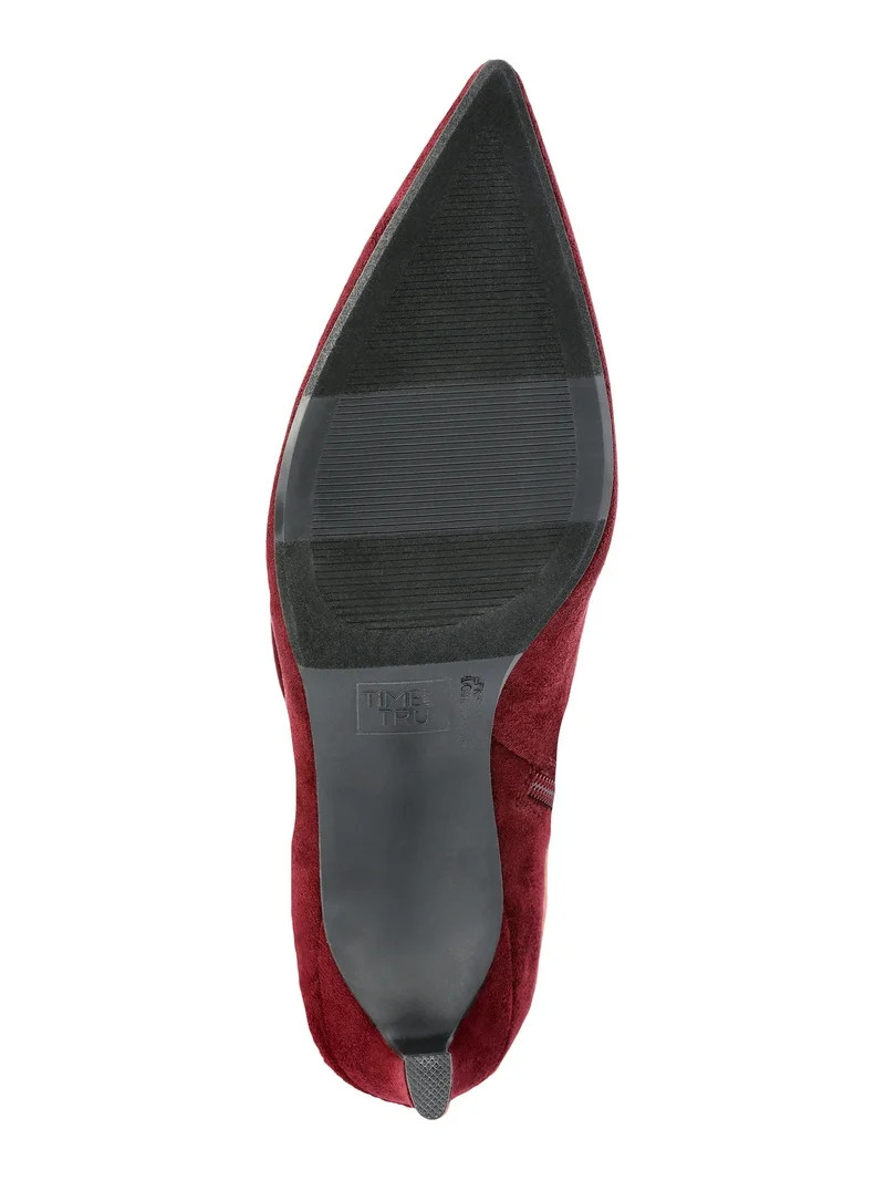 Time and Tru Women's Faux Suede Slouch Boots with Kitten Heels, Wide Width Available | Walmart (US)