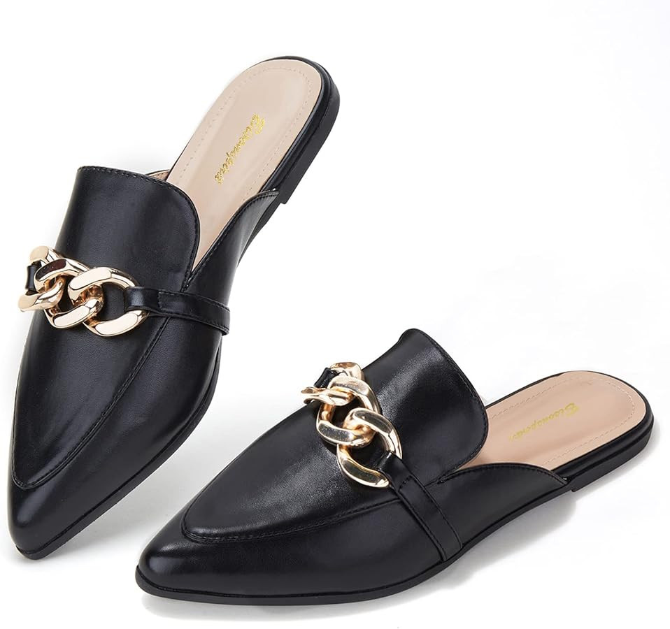 Mules for Women Flats Pointed Toe Slip On Slides Loafer Shoes | Amazon (US)