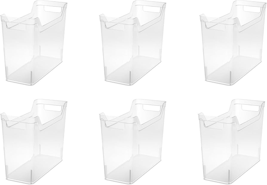 Sterilite Narrow Shelf Bin with Handles, Plastic Storage Container for Organizing Shelving, Close... | Amazon (US)