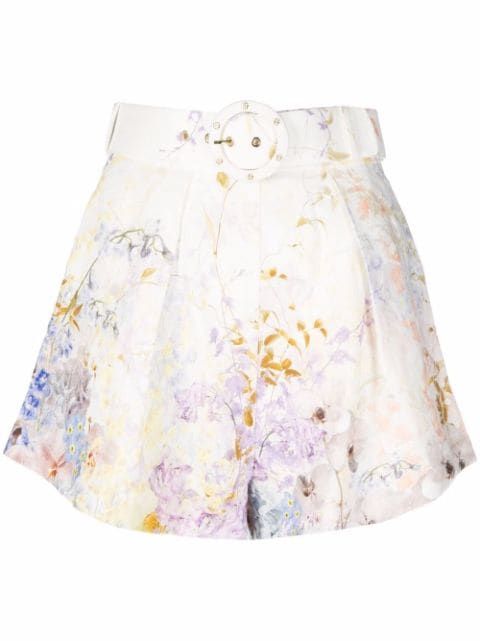 floral-print belted shorts | Farfetch (US)