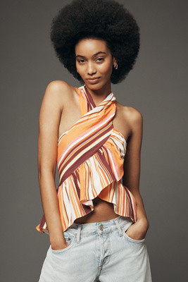 Mare Mare Ruffle Cross-Neck Halter Tank | Anthropologie (US)