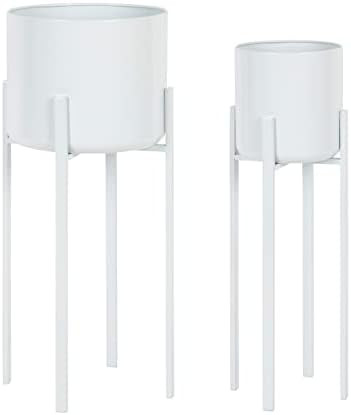 Kate and Laurel Gabi Decorative Indoor Modern Metal Planters, Set of 2, White | Amazon (US)