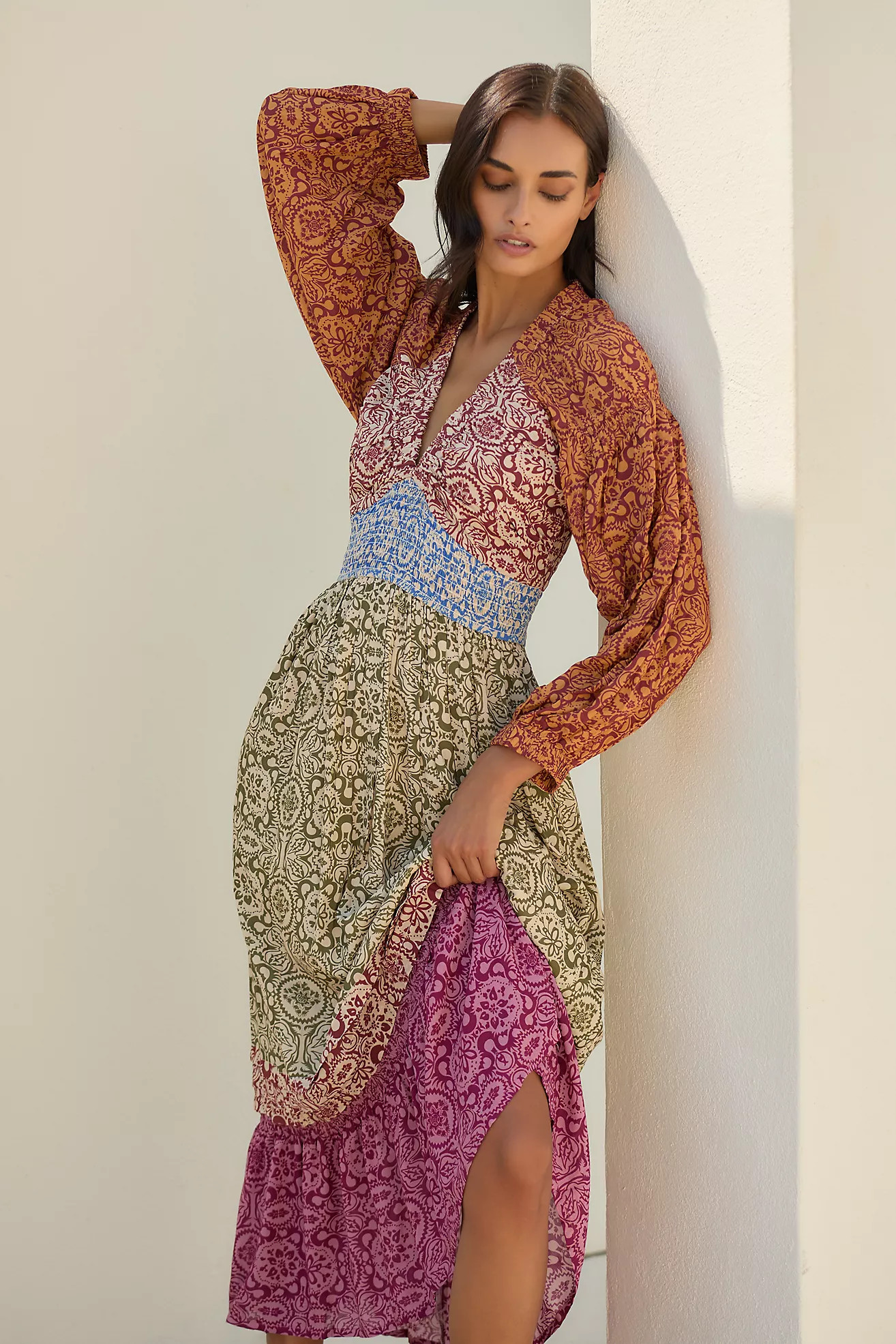 Mahila Long-Sleeve Tiered Maxi Dress | Anthropologie (US)