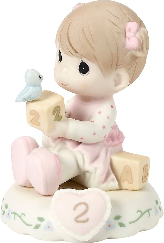 Precious Moments, Growing In Grace, Age 2, Bisque Porcelain Figurine, Brunette Girl, 142011B | Amazon (US)