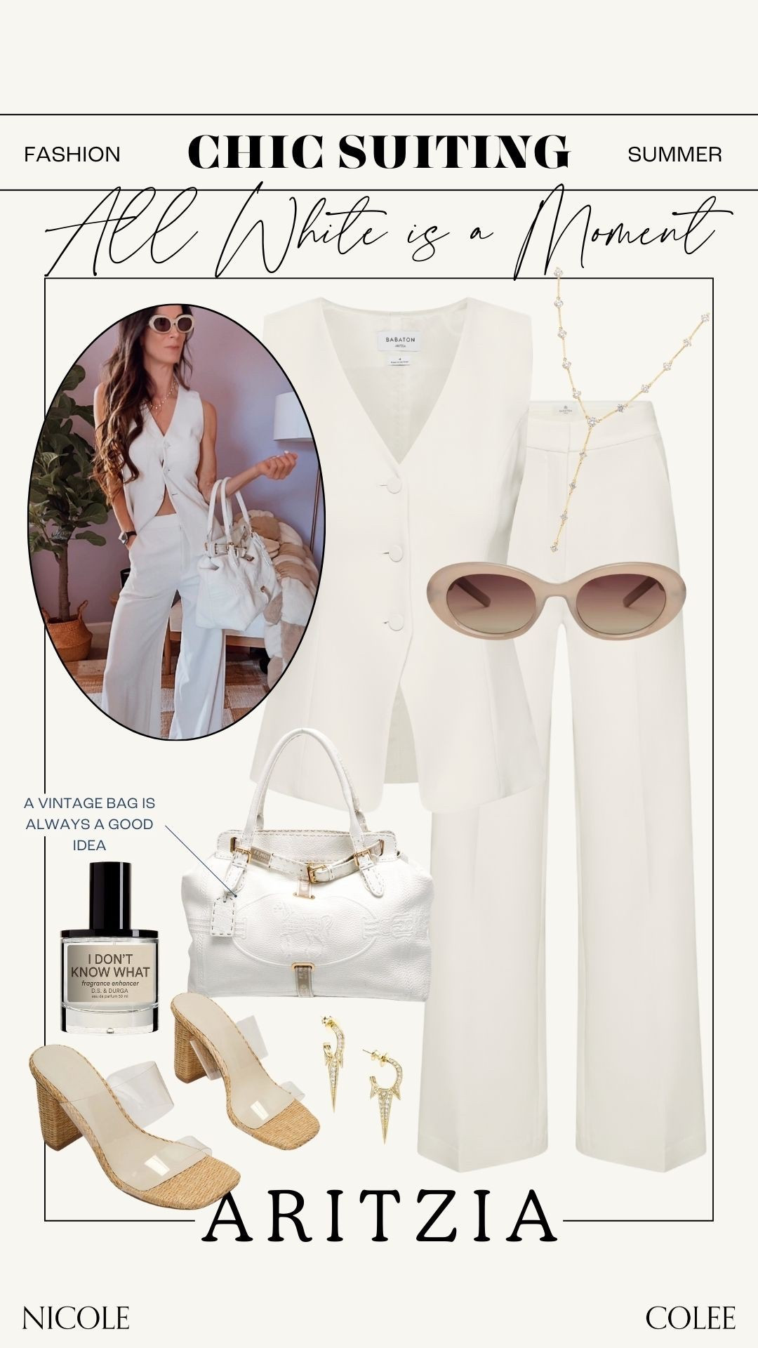 Love a monochromatic moment -  and I’m arriving in all white! 🤍✨ This chic white vest paired with flared trousers is giving effortless French vibes. Ooh La La 🤍 Added a big white bag and sunnies for that chic moment!

🌸 Hope you love how I styled this flattering look—because there’s more where that came from!

Wearing size 2

#SpringStyle #ChicAndEffortless #LTKFashion #WardrobeGoals #nicolecolee #aritzia #fashionblogger #styleblogger Nicole Colee, ncstyles 



#LTKSeasonal #LTKStyleTip