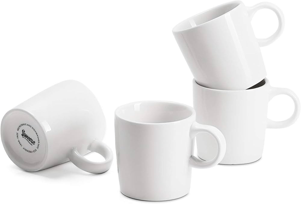 Sweese 3.5oz Porcelain Espresso Cups Set of 4, Mini Coffee Mugs Demitasse Cups - White (409.401) | Amazon (US)